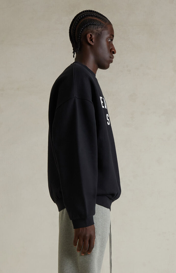 Fear of God ESSENTIALS Jet Black '90s Fit Fleece Crew Neck
