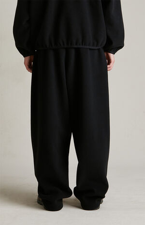 Black Brushed Yarn Relaxed Sweatpants image number 6