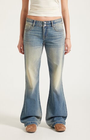 Jade Low Rise Bootcut Jeans Button Pocket Light Blue image number 2