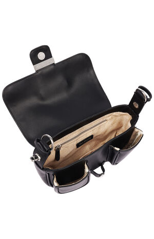 Black Smooth Moto Studded Shoulder Bag image number 6