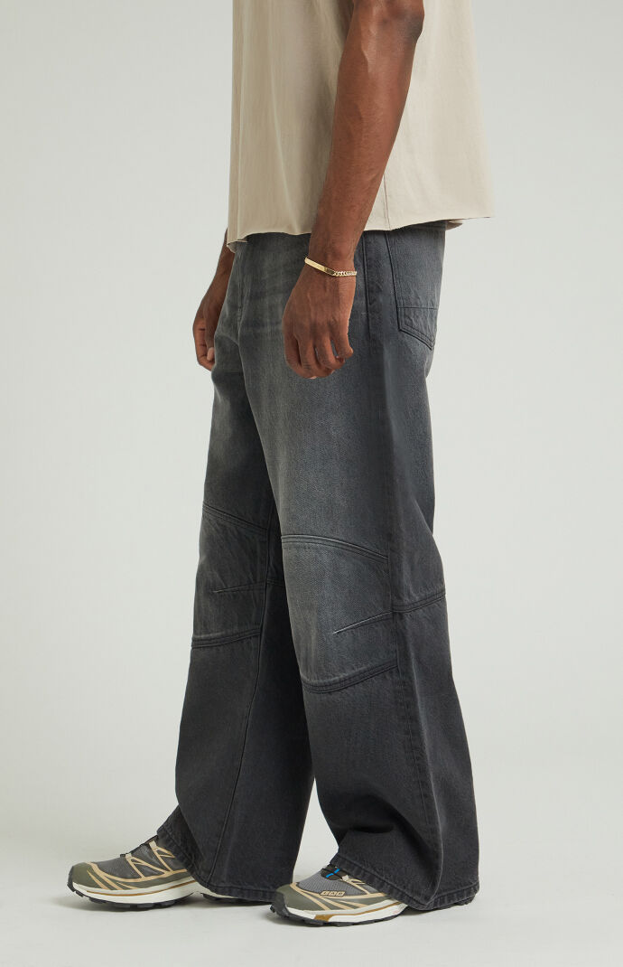 Pacsun Black Panel Knee Extreme Baggy Jeans | Pacsun