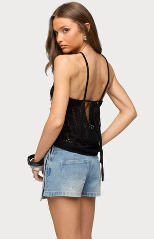 Mae Open Back Sequin Crochet Top image number 3