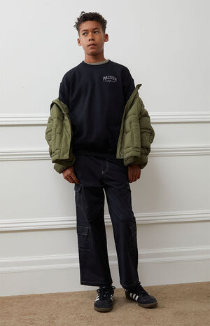 Black Baggy Cargo Pants image number 1