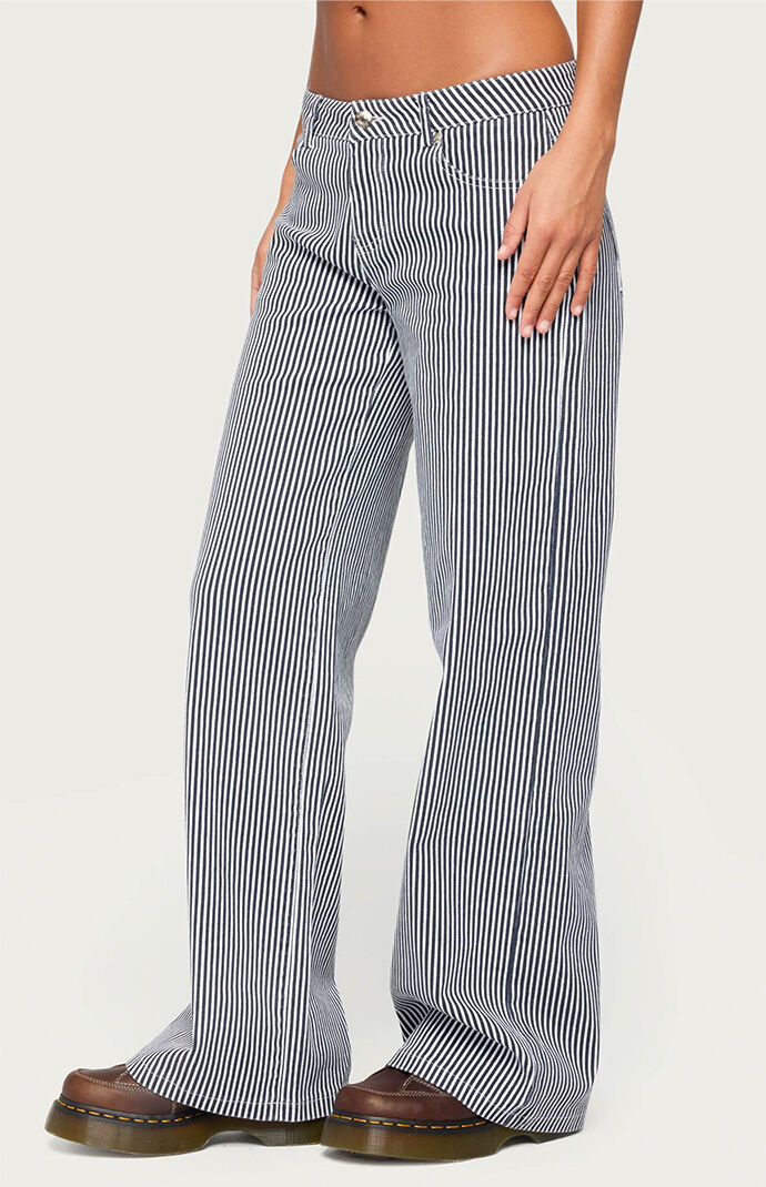 Edikted Daja Striped Low Rise Baggy Jeans