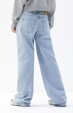 Casey Light Indigo Seam Low Rise Baggy Jeans image number 4