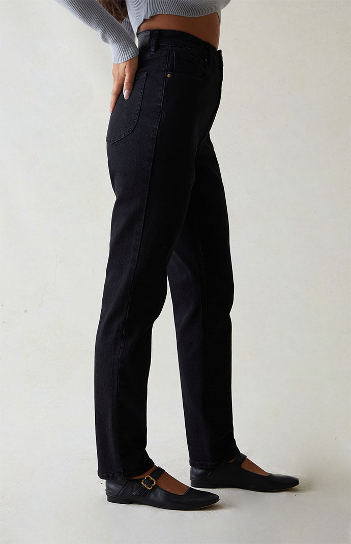 Black stretch straight leg jeans top