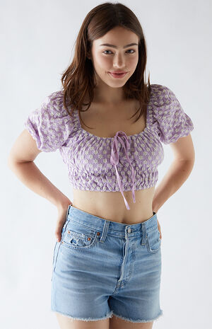 Light Blue Ribcage Denim Shorts Light Blue Ribcage Denim Shorts image number null