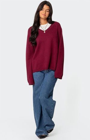 Martha Oversized V Neck Sweater image number 5