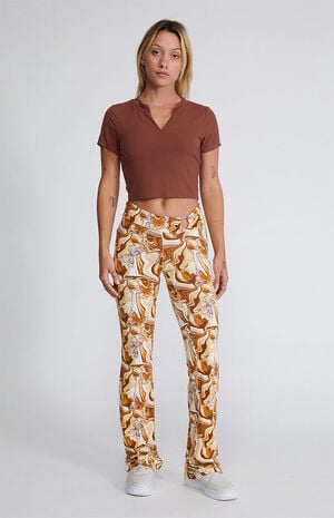 Brown Thankful Flare Pants image number 4