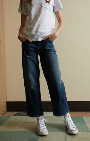 Dark Blue Straight Leg Jeans image number 2