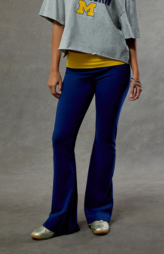 WILD COLLECTIVE Michigan Wolverines Fold-Over Flare Yoga Pants