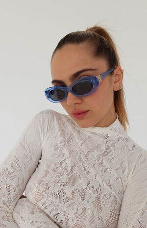 SoHo Powder Blue Oval Sunglasses image number 2