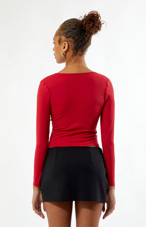 Gianna Plunge V-Neck Long Sleeve Top image number 4