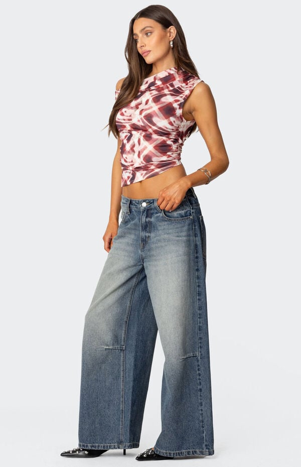 Edikted Portlyn Printed Asymmetric Top