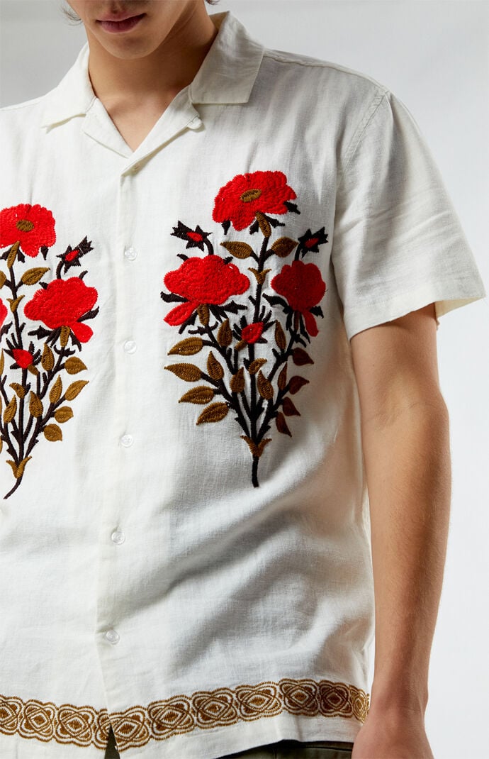 トップス AFB 22ss Peace Embroidery Linen Shirts M AFB Peace Embroidery Linen Shirt - メルカリ