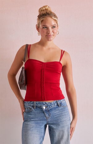 Frankie Button Up Sweater Tank Top