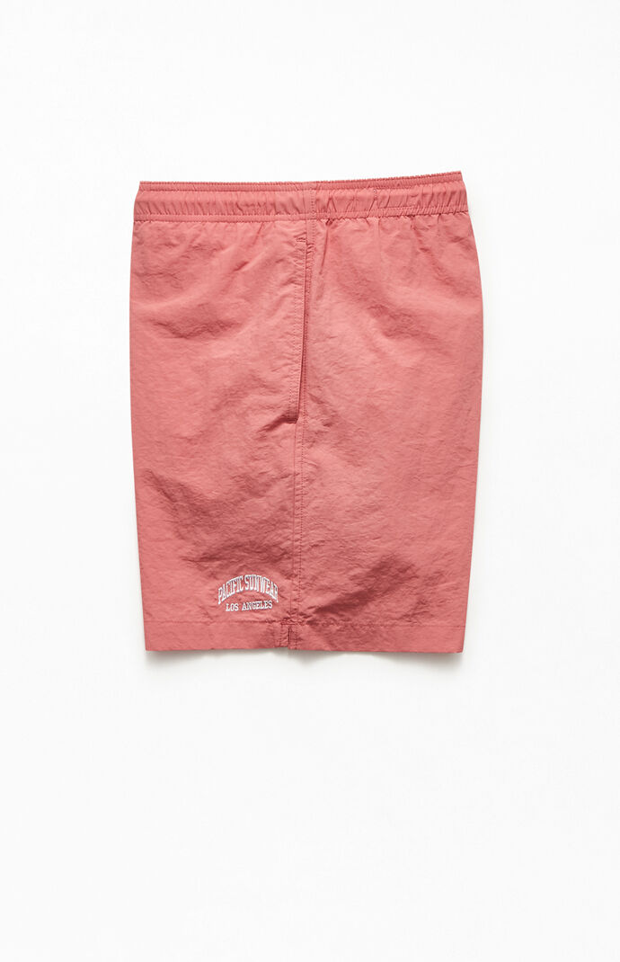 Embroidered Logo Solid 17" Swim Trunks