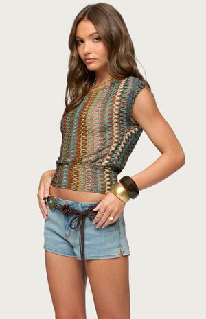 Taniya Off Shoulder Zigzag Knit Top image number 2
