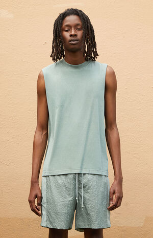 Seafoam Vintage Wash Cut Off Muscle T-Shirt image number 2