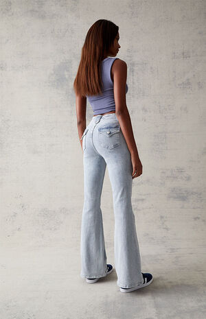 Light Blue Mid Rise Bootcut Jeans image number 6