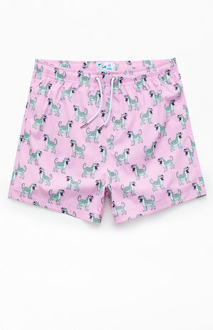 Pink Cheetah 3.5" Swim Trunks image number 1