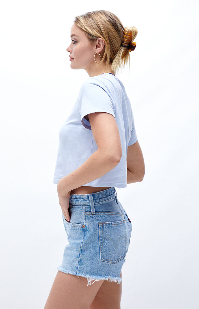 Light Blue 501 High Waisted Denim Shorts