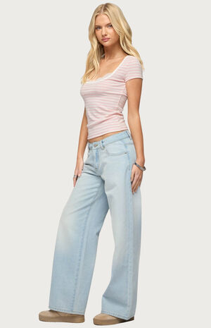 Layered Lacey Striped T-Shirt image number 4