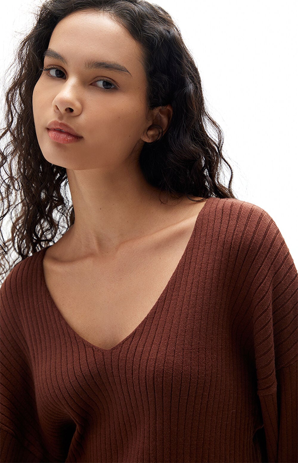 V Neck Cropped Sweatshirt