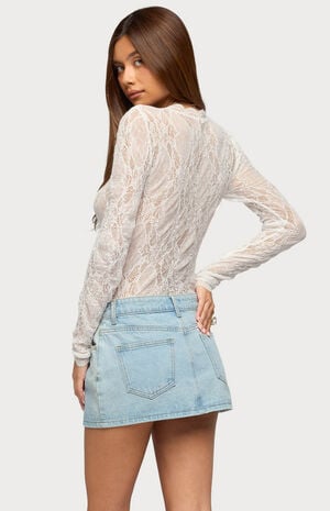Rosalinda Sheer Lace Bodysuit image number 3
