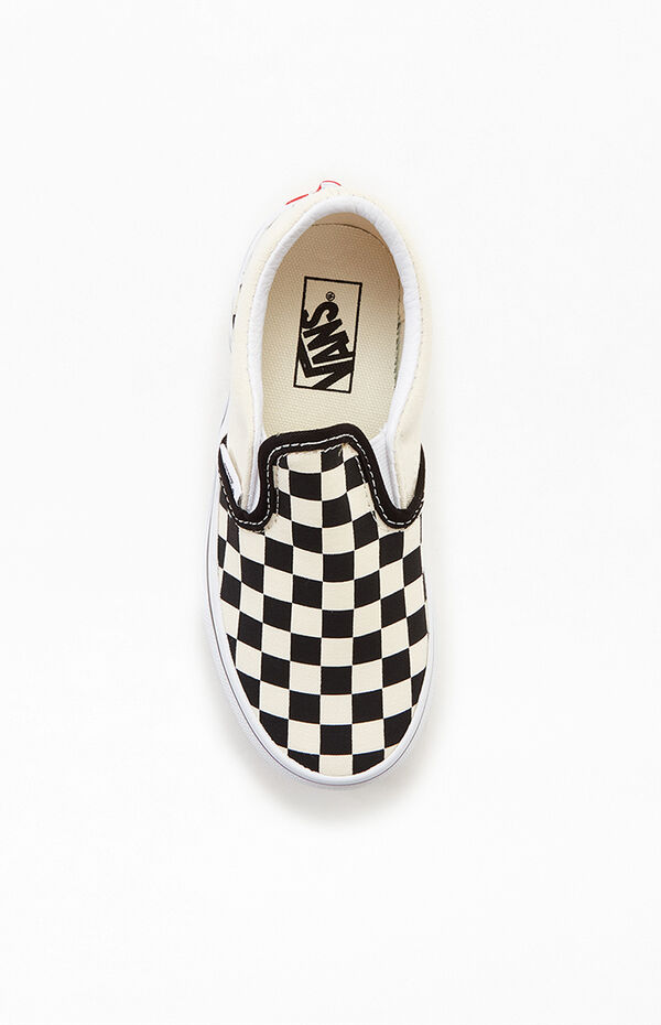 Kids White & Black Checker Classic Slip-On Shoes