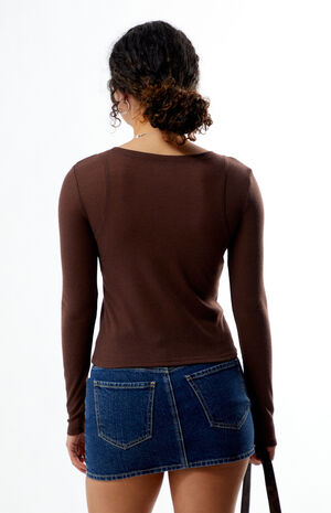 Ribbed Crew Neck Long Sleeve Top image number 3