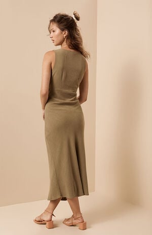 V-Neck Bias Cut Midi Dress image number 4