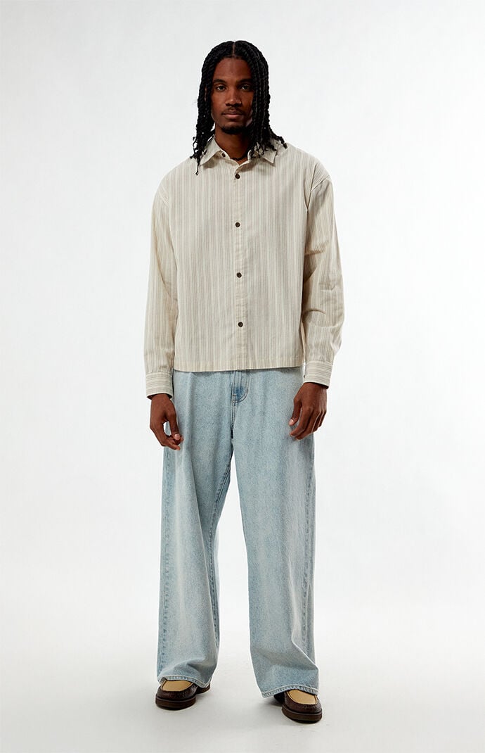 Pacsun Oxford Striped Long Sleeve Button Down Shirt