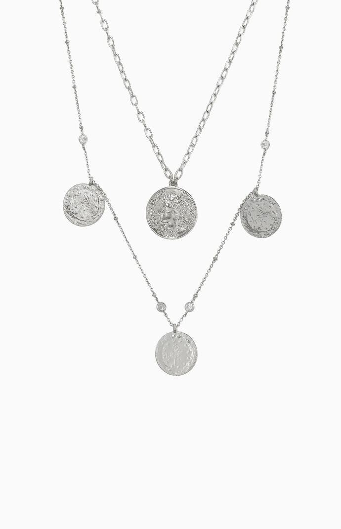 Elite Coin Crystal Layered Necklace
