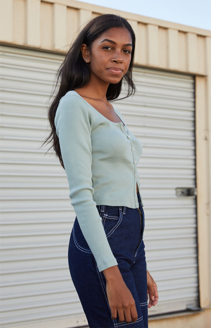 John Galt Olive Zelly Long Sleeve Top | Pacsun