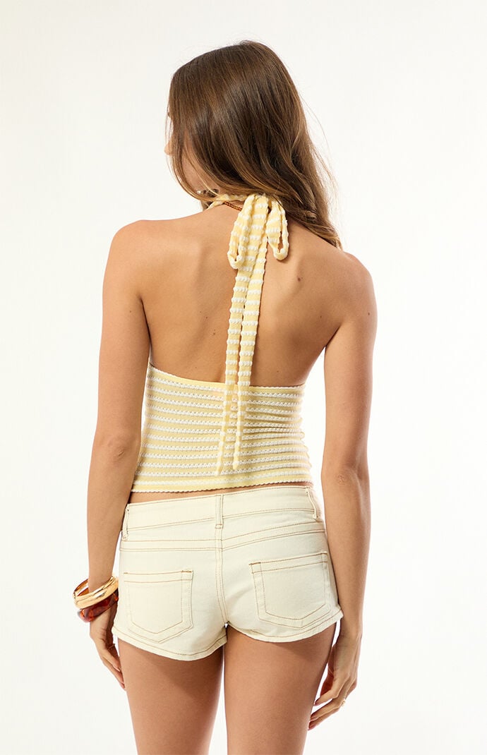 Edikted Maylah Keyhole Striped Textured Halter Top