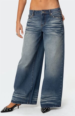 Faux Leather Pocket Low Rise Jeans image number 2