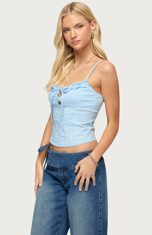 Kerah Ruffle Button Tank Top image number 2
