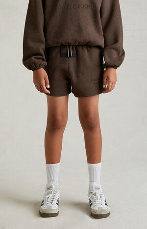 Essentials Heather Wood Sweat Shorts image number 3