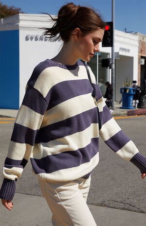 Cream & Navy Striped Brianna Sweater image number 3