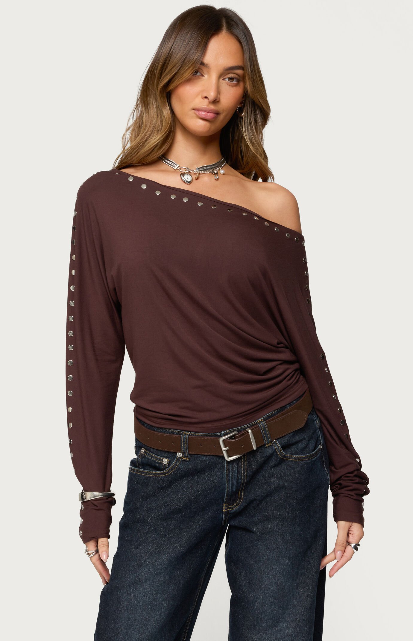 Edikted Paola Off Shoulder Stud Top