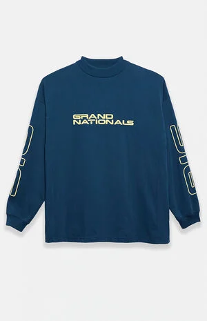 Blue Paneled Modern Long Sleeve T-Shirt image number 1
