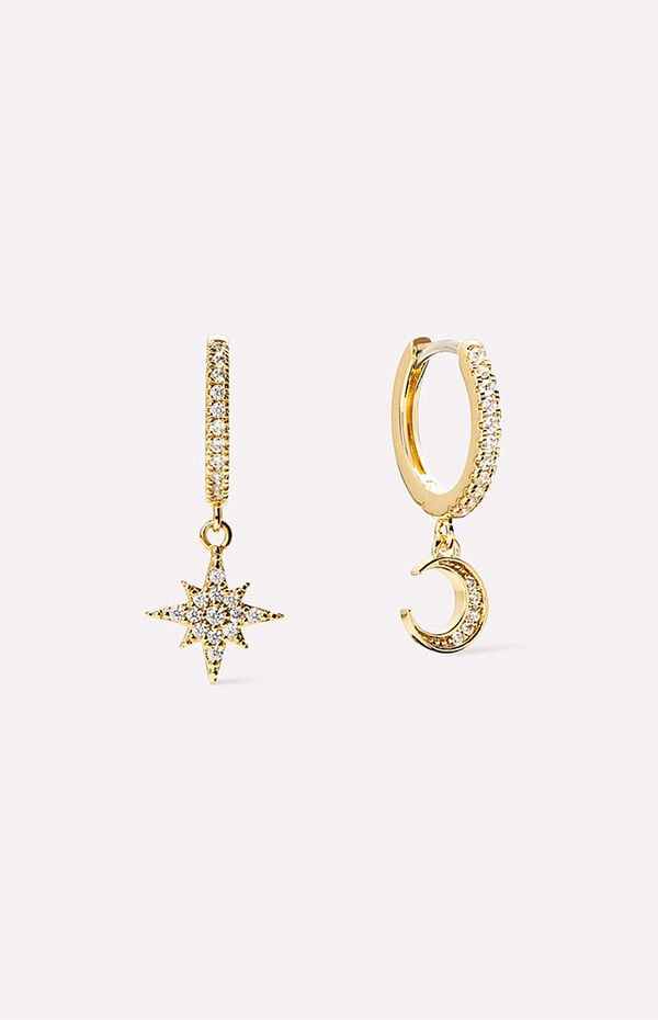 Ana Luisa Celeste Crescent Moon Huggie Hoop Earrings