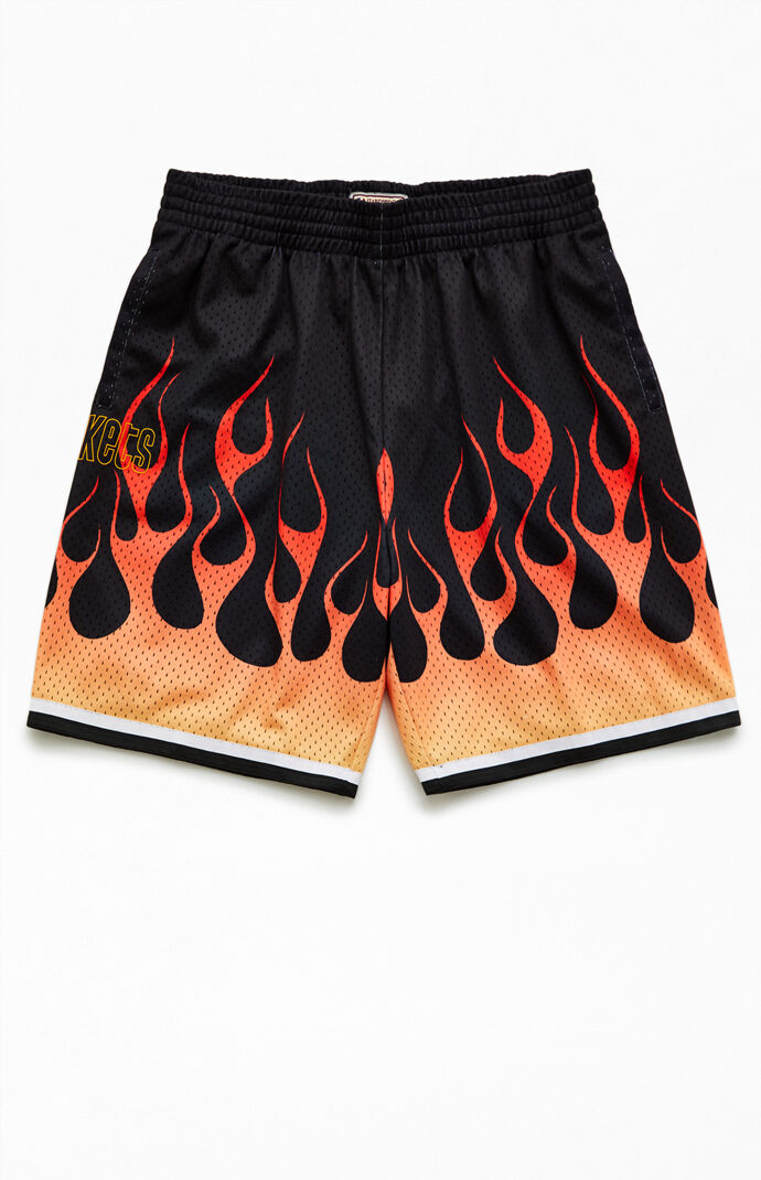 Mitchell Ness Rockets Flames Basketball Shorts Pacsun