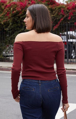 Burgundy Mayson Off-The-Shoulder Top image number 4