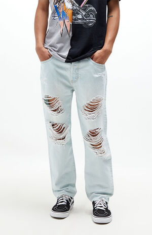 Light Wash Distressed Straight Jeans image number 1