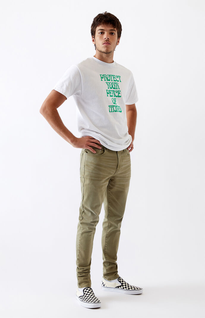 Olive Stacked Skinny Jeans