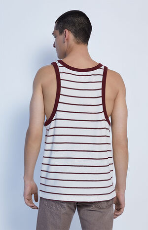Cream Jacquard Striped Tank Top image number 4