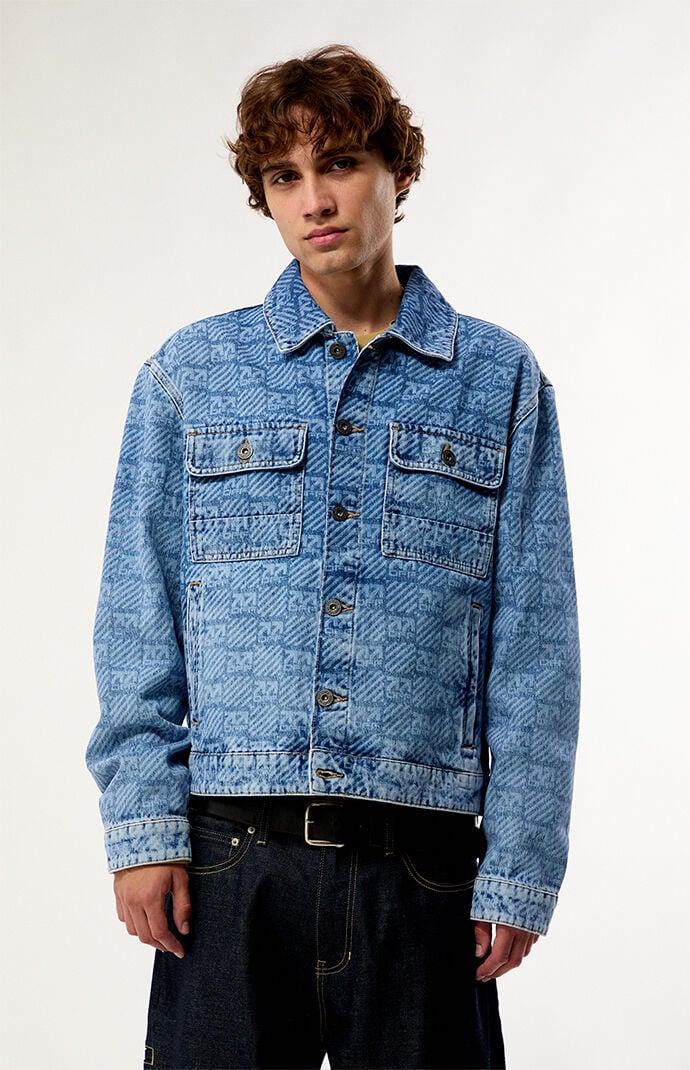 L/AB c/o Off-White All-Over Logo Print Jean Jacket