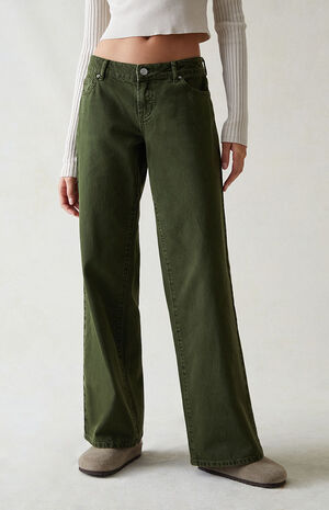 Eco Green Low Rise Wide Leg Jeans image number 1